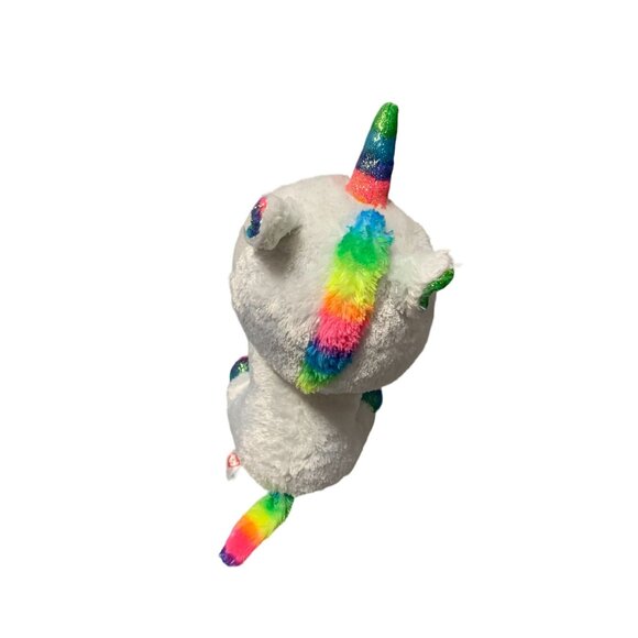 Ty Beanie Boos Medium 9 in White Unicorn Pixy Plush Stuffed Animal Toy Rainbow M - Picture 4 of 6